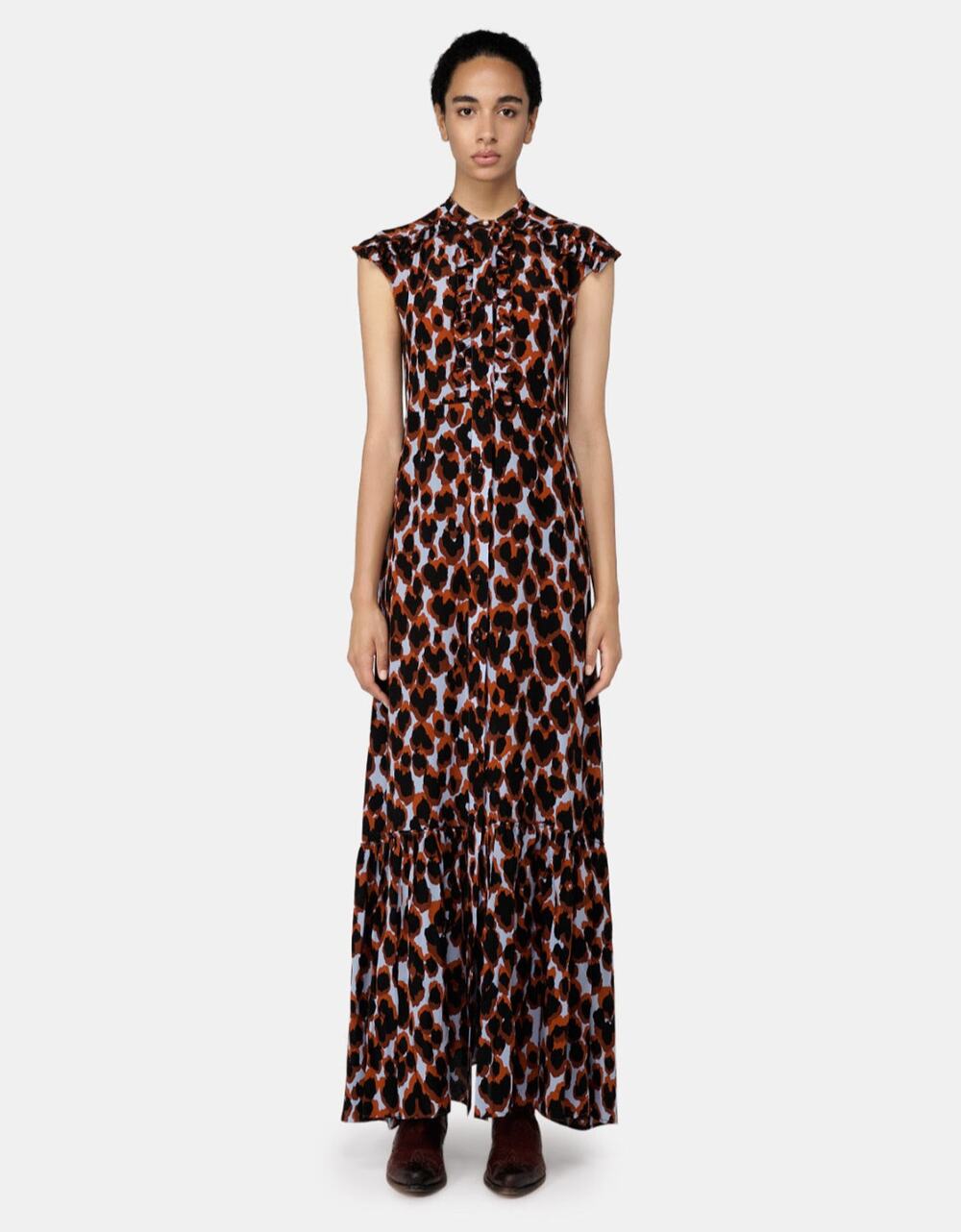 Golden Goose NWT Leopard Print Maxi Dress IT 40 US 4 Blue Orange Black Italian
